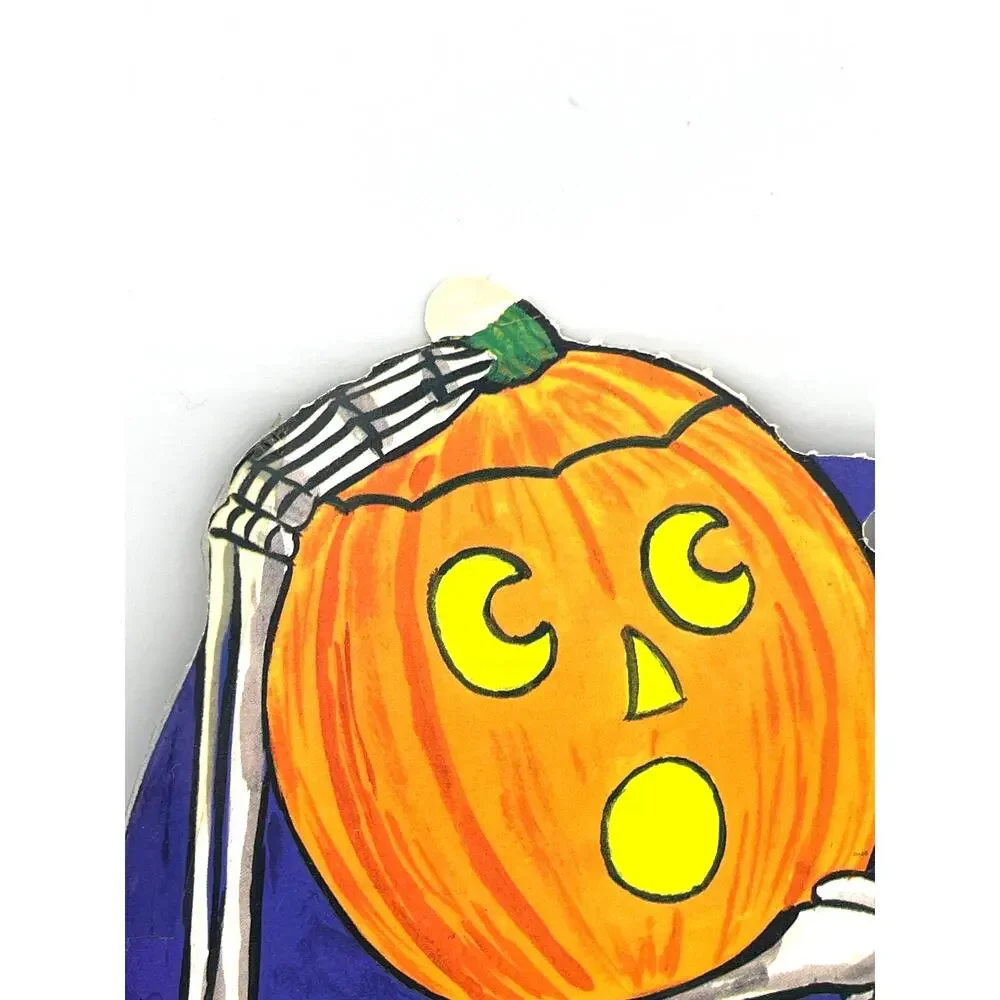 Vintage USA Halloween Die Cut Skeleton Decoration Double Sided 13.5